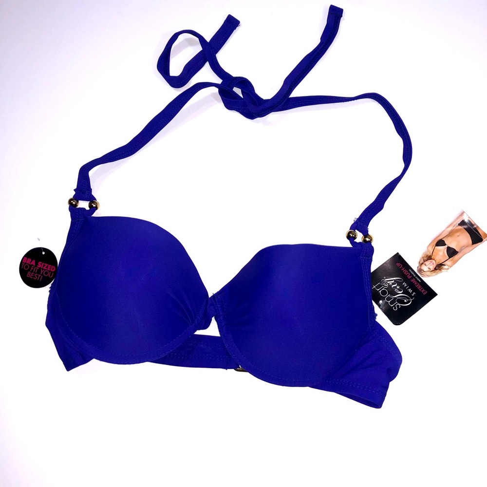 NWT Smart & Sexy Swim 36B cobalt blue swim halter top
